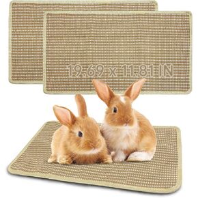 حصيرة خدش Hamiledyi Rabbit 2 حزم Sisal Scaster Scratcher Sturdy طحن ملحقات القفص الأرنب لـ Guinea Pig Cat Bunny Chinchilla Protection (15.75 "x11.81")