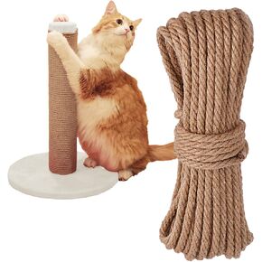 Natural Sisal Rope for Cat Scratcher,Cat Tree Rope Twine for Cat Scratching Post Replacement, Cat Tower with Scratch Post Repairing, Replace, Recovering and DIY（1/4 Inch by 33 Feet）