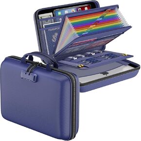 DocSafe Fireproof File Organizer with Lock, Hard-Shell Case Fireproof Document Box with 13 Pocket Accordion File Folder, Portable Home Office Travel Safe Storage for Important Documents Laptop Black