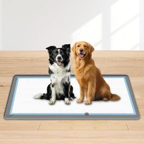 Pee Pad Holder, Puppy Pad Holder Tray, Soft Silicone Non-Slip Dog Potty Tray, 24" x 35" High Edge Puppy Pad Holder with 4 Sucker for Puppy Potty Training