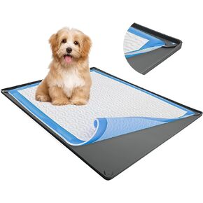 TiDyfriend Pee Pad Tray 2 Pack 24 × 36 بوصة - من السهل التنظيف والتخزين ، لا تسرب وسادة تدريب على السيليكون للكلاب (رمادي)