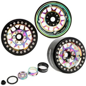 Rhinorc Beadlock Rims 1.9 بوصة عجلات RC RIM HUB Aluminium سبيكة Beadlock لـ TRAXXAS TRX4 TRX6 REDCAT GEN7 GEN8 RC4WD D90 AXIAL SCX10 II 90046 SCX10 III AXI03007 1/10 Crawler (Green 4PCS)
