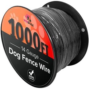 سلك سياج الكلاب لنظام سياج الكلاب الكهربائية ، 1000 قدم ، 14 Gauge Pro Grade ، يغطي 1 فدان ، يسهل تثبيته ، متوافق مع العلامات التجارية للسياج تحت الأرض سميكة ودائمة