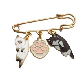 Cute Cat and Paw Print Charm Pendant Brooch, Enamel Pendant Charm Pin, Funny Jewelry Accessories for Her, Cat Lover Decoration