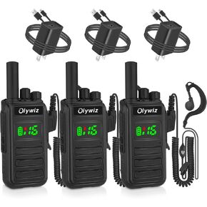 HTD825 Long Range Two Way Radio with Hidden Display Rechargeable Walkie Talkies with Earpieces Handheld Ham Radio with VOX Function and 2500 mAh Li-ion Battery and USB-C Charger (2 Pack)
