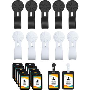 2 Pack Magnetic Name Tag Badge Holder Cute Daisy Design with Vertical Clear ID Card Holder for Conferences Office Events Teachers Doctors Nurses (2 Set, Black & Ivory White)