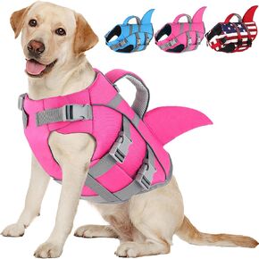 Dogcheer Shark Fin Dog Jack Stacked ، قابلة للتعديل الكلب تسخير سترة الحياة للسباحة ركوب الزوارق ، جرو عاكس جرو السترة.