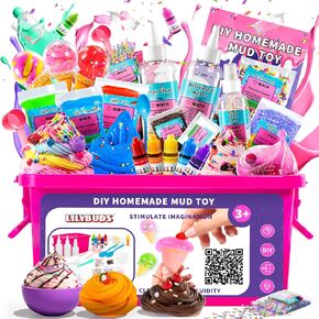 حزب الوحل المفضلات ، مجموعة علوم DIY للأولاد الفتيات الذين تتراوح أعمارهم بين 6-12 ، STEM Kit Ice Cream Clay Making Kit Ages 5-7 8-12 Kids Clay Gift Toys ، Easter & Birthday Party Supplies