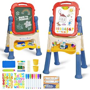 Joyooss Art Easel for Kids Toddler Easel Stand for Painting Adjustable,Magnetic Double Sided Drawing Dry Erase Board Children Art Accessories for Kid Ages 4-8 Boys and Girls Gift Learning Toy