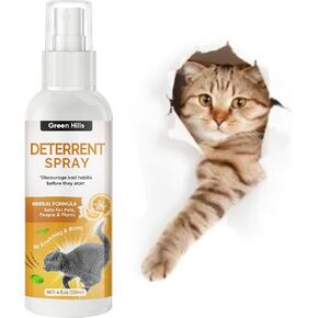 Green Hills Cat Deterrent Spray, Cat Repellent for Furniture & Plants, Effective Kitten Behavior Training & Keep Pet Off, Indoor and Outdoor, Bitter Orange Scent, 4 Oz