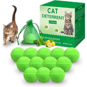 Cat Deterrent Outdoor Indoor, 12 Pack Natural Peppermint Cat Deterrent Keep Cats Out of Plant Yard Garden Lawn, Guard Against Scratch and Chew