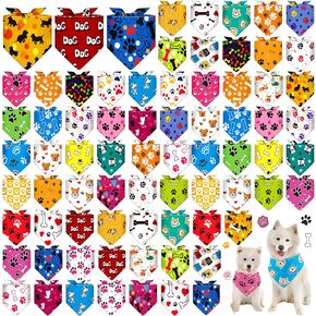 Sanwuta 72 PCS Dog Bandana Bulk Bulk Puppy Triangle Divings Cat Bandanas قابلة للتعديل لينة لطيفة المثلثات المثلثات المثلثات المثلثات للكلاب الصغيرة المتوسطة للحيوانات الأليفة (نمط الشريط)