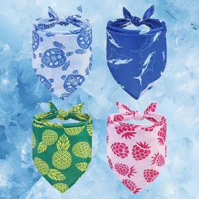 BEAUTYZOO Dog Cooling Bandana 4 Pack, Adjustable Breathable Summer Dog Bandanas Ice Scarf for Small Medium Large Pets, Instant Chill Kerchief Heat Relief
