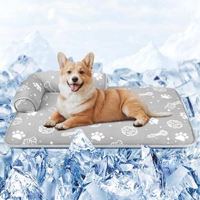 MH MHLUNE Home Dog & Cat Cooling Heat مع وسائد داعمة ، 30 "x20" الألياف القوس واللون الداخلي لتغيير وسادة التبريد الذاتي ، قابلة للطي وقابلة للطي غير سامة للحيوانات الأليفة
