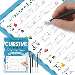 مجموعات الكتابة اليدوية المخطوقة أخدود مخطوطة خطاب الكتابة اليدوية للأطفال القابل لإعادة الاستخدام إعادة استخدام كتاب تتبع الحروف مع حبر خاص للرسائل الرئيسية لوازم التعلم المدرسي المنزلي ، 10.2 × 7.1