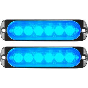 RIGIDON 2 Pack LED Emergency Strobe 6 LED Amber Surface Mount Flashing Strobe Lights for trucks Car Grille Off-road Warning Emergency Flashing Lights
