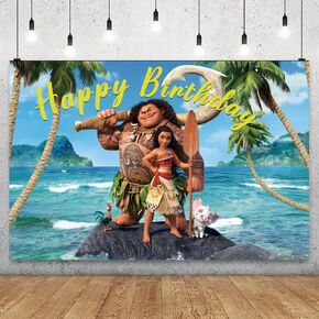 Moana Birthday Decorations 5x3 FT, Moana Party Supplies banner.