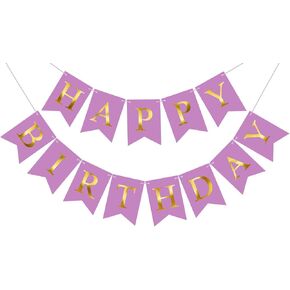 Pink Happy Birthday Banner Birthday Party Banner NO DIY Happy Birthday Sign Pre-Strung Birthday Hanging Decoration for Women Men Girl Boy Party Supplies (Pink)
