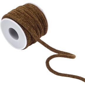 FINGERINSPIRE 10 Yards Chenille Choker Cord Round Tubing Cord 6mm with Spool Soft Cotton Round Choker Cord Coconut Brown Drawstring Replacement Rope Round Drawstring Cord for Clothing Decoration in Kuwait