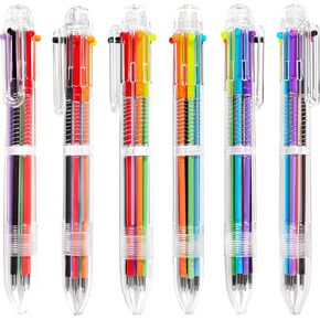 30 PCS 6-in-1 Multicolor Ballpoint Pens 0.5mm Party Favors 6 Colors Retractable Multicolor Pen for Office School Supplies Kids Students Children Birthday Party Favors Gifts Fun Pens (30)