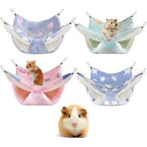 4 Pcs of Rat Hammock Guinea Pig Hammock Rat Hanging Bed Small Animal Hammock Guinea Pig Accessories for Cage Small Animals Chinchilla Parrot Sugar Glider Ferret Squirrel