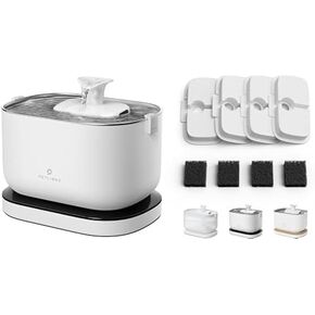 Bundle of PETLIBRO Cat Water Fountain, Cordless Pet Water Fountain Battery Operated+4 Packs Replacement Filters for Dockstream Cat Water Fountain WF005 WF115 WF105, 2 Months Set of Replacement Filters