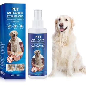 No Chew Spray for Dogs 120ML Bitter Apple Spray for Dogs Stop Chewing Licking of Furniture, Shoes, Bandages, Dog Training & Behavior Aids Spray, Indoor & Outdoor Use for Dog Deterrent Spray