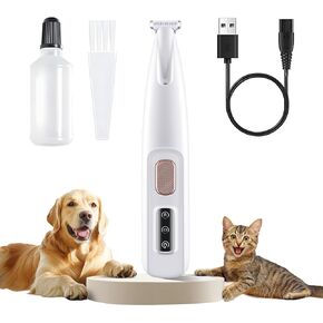 Paw Trimmer for Dogs Electric Upgraded, Pet Paw Trimmer with LED Light Waterproof, Cordless Low Noise Pet Hair Clipper Rechargeable, Small Grooming Shaver for Cats Eyes Face Ears Feet Rump Around Hair