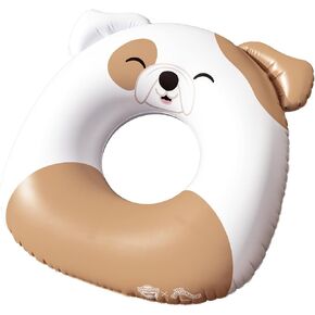 Bigmouth X Squishmallows Squishmlows Brock The Bulldog 36 Inh Ring Pool Float - قابلة للتحصيل قابلة للاسترخاء ورش - ناعمة ودائمة وسهلة التضخيم