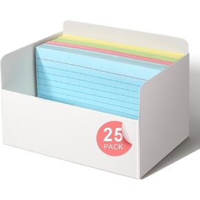 حامل بطاقة الفهرس Fowcarol 3x5 ، مربع تخزين مع منطقة تبويب المقسم ، 3x5 فهرس مربع مربع منظم -25 حزمة