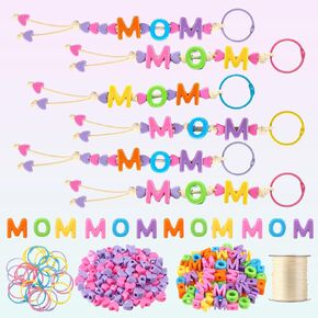 24 Pack Mother's Day Keychain Craft Kits Mother's Day Gifts Bulk DIY Mom Beads Keychains for Classroom School Fun Activities Jewelry Making Crafts