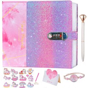 Diary with Lock,Journal for Girls and Women,A5 Notebook Kids Journal with Lock for 8 9 10 11 12 Years Old Girls,Password Locked Journals,Diary Gifts Set for Ages 8-12 Teenage