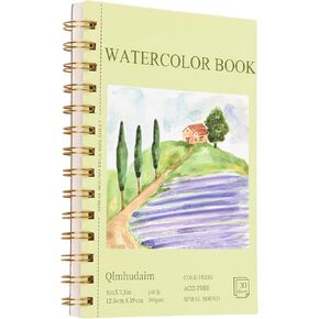 Watercolor Paper Pad 3.5x5.5 Inch | 30 Sheets 140lb/300g,Spiral-Bound, Tear-Resistant & No-Bleed | Artist-Grade for Water Color Paper/Ink | Compact Travel Sketchbook (Adults, Students, Outdoor)
