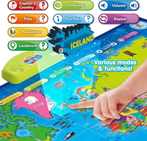 BEST LEARNING i-Poster My USA Interactive Map - Educational Smart Talking Poster Toy for 5 to 12 Years Kids Boy or Girl | Geography Electronic Game for 5, 6, 7 Years | Ideal Birthday Present in Saudi Arabia