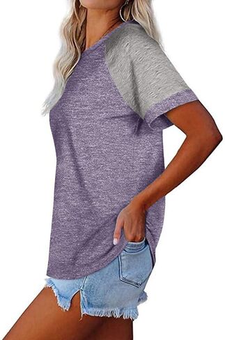 Fallorchid Women's Raglan Sleeve Sleeve Thirts Tops Block Block in Kuwait