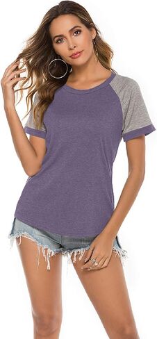 Fallorchid Women's Raglan Sleeve Sleeve Thirts Tops Block Block in Kuwait