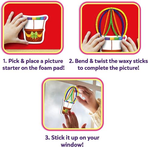 Skillmatics Waxy Window Art - 100 Waxy Sticks for Mess-Free DIY Fun, Reusable 100% Organic Beeswax Craft Kit, Travel Friendly, Creative Gifts for Girls & Boys Ages 5, 6, 7, 8, 9, 10, 11, 12 in Saudi Arabia