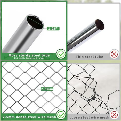 Rovibek Dog Kennel Outside, Outdoor Dog Kennel with Roof, 10'×10' Puppy Enclosure Outside, Out-Side with 2 Stainless Steel Bowls and Waterproof Sun-Proof Cover in Kuwait