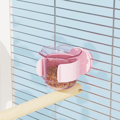 2pcs/4pcs PET Bird Bowls with Clamp, Bird Cage Feeder, Durable Water Bowl, Feeding Cups, Water Feeder for Cockatiel, Parakeet, Macaw, Finches, Lovebirds, Small Animals Gray (Pink, 2pcs) in Saudi Arabia