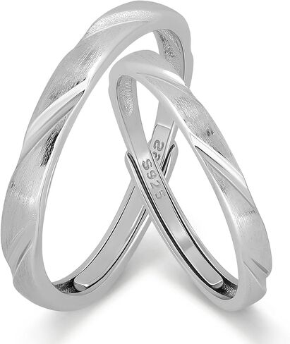 Meissa 2Pcs Sterling Silver Wedding Ring Set for Men Women Matching Engagement Promise Bands for Couples Anniversary Valentines's Day Jewelry Gifts, Set of Two Rings in Saudi Arabia