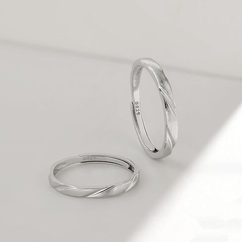 Meissa 2Pcs Sterling Silver Wedding Ring Set for Men Women Matching Engagement Promise Bands for Couples Anniversary Valentines's Day Jewelry Gifts, Set of Two Rings in Saudi Arabia