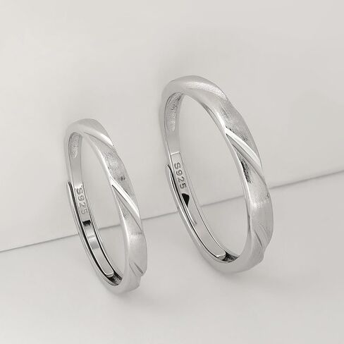 Meissa 2Pcs Sterling Silver Wedding Ring Set for Men Women Matching Engagement Promise Bands for Couples Anniversary Valentines's Day Jewelry Gifts, Set of Two Rings in Saudi Arabia