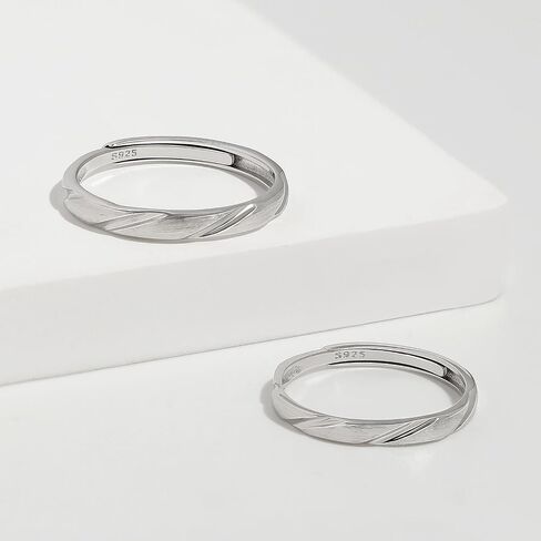 Meissa 2Pcs Sterling Silver Wedding Ring Set for Men Women Matching Engagement Promise Bands for Couples Anniversary Valentines's Day Jewelry Gifts, Set of Two Rings in Saudi Arabia