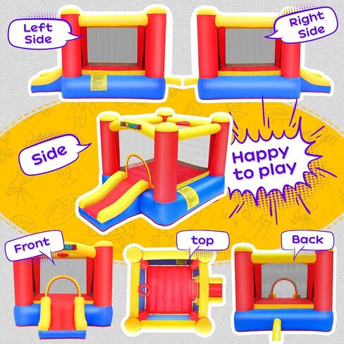 Joymor Bound Bounce Bounce House للأطفال من 3-6 ث/طوق كرة السلة ، منزل صغير للترتد للأطفال والحفلة الداخلية للأطفال الصغار ، منزل داخلي مع شرائح للأطفال الصغار in Kuwait