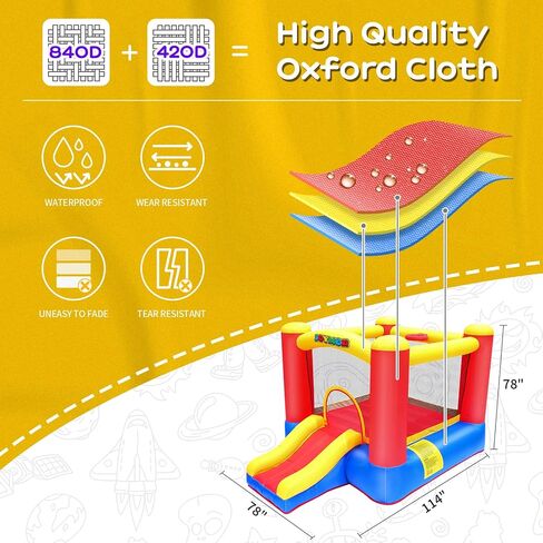 Joymor Bound Bounce Bounce House للأطفال من 3-6 ث/طوق كرة السلة ، منزل صغير للترتد للأطفال والحفلة الداخلية للأطفال الصغار ، منزل داخلي مع شرائح للأطفال الصغار in Kuwait