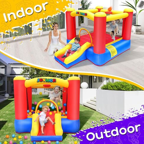Joymor Bound Bounce Bounce House للأطفال من 3-6 ث/طوق كرة السلة ، منزل صغير للترتد للأطفال والحفلة الداخلية للأطفال الصغار ، منزل داخلي مع شرائح للأطفال الصغار in Kuwait