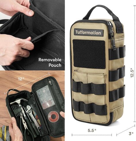 Heavy Duty Small Tool Bag Pouch Portable Utility Organizer Case with Zipper Handle. Perfect for EDC, Motorcycle, Road Bike, Electricians & More in Saudi Arabia