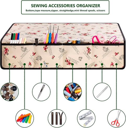 Sewing Machine Mat for Table Household Sewing Machine Pad Organizer for Sewing Accessories Supplies with 4 Pockets (LEAVES) in Saudi Arabia