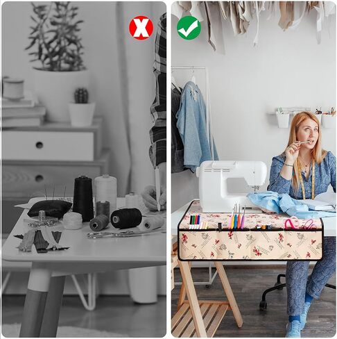 Sewing Machine Mat for Table Household Sewing Machine Pad Organizer for Sewing Accessories Supplies with 4 Pockets (LEAVES) in Saudi Arabia