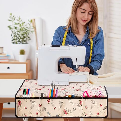 Sewing Machine Mat for Table Household Sewing Machine Pad Organizer for Sewing Accessories Supplies with 4 Pockets (LEAVES) in Saudi Arabia